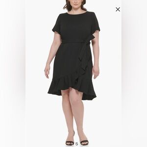 Calvin Klein Short Sleeve Ruffle Faux Wrap Dress